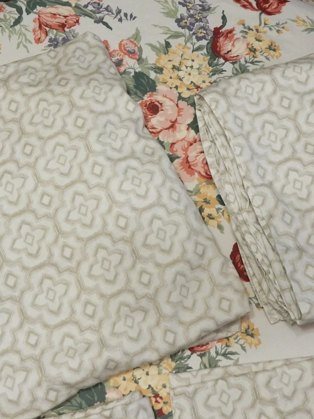 BOLL & BRANCH soft mosaic tile gray white QUEEN SHEET SET 6 pc organic VGUC